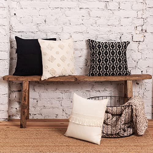 Set of 4 Cream Boho Throw Pillow Covers 18X18 Decorative Pillows for Couch  - Far
